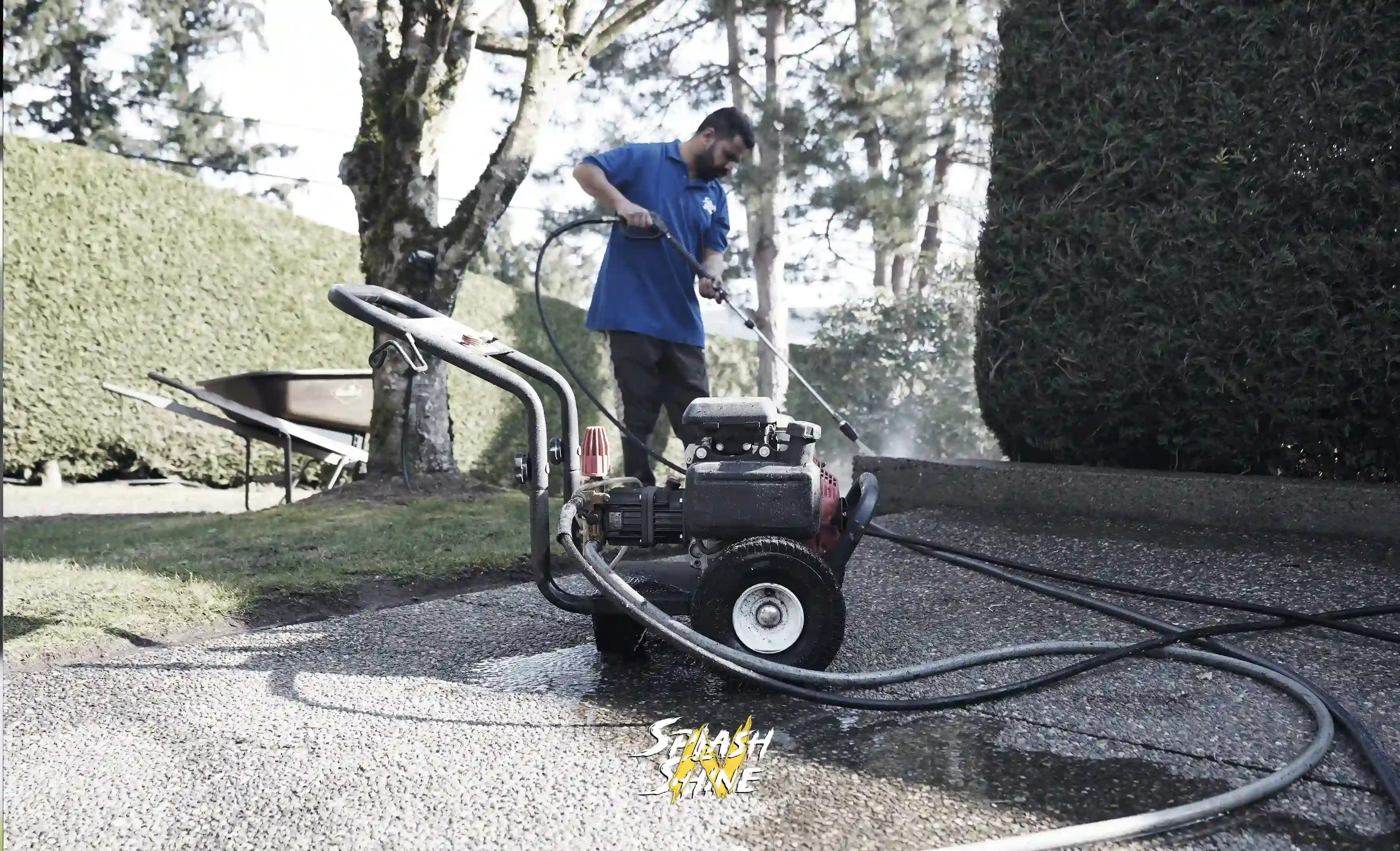 Complete Home Exterior Cleaning Package for $999 | Seasonal Offer service highlight - professional cleaning demonstration by Splash n' Shine