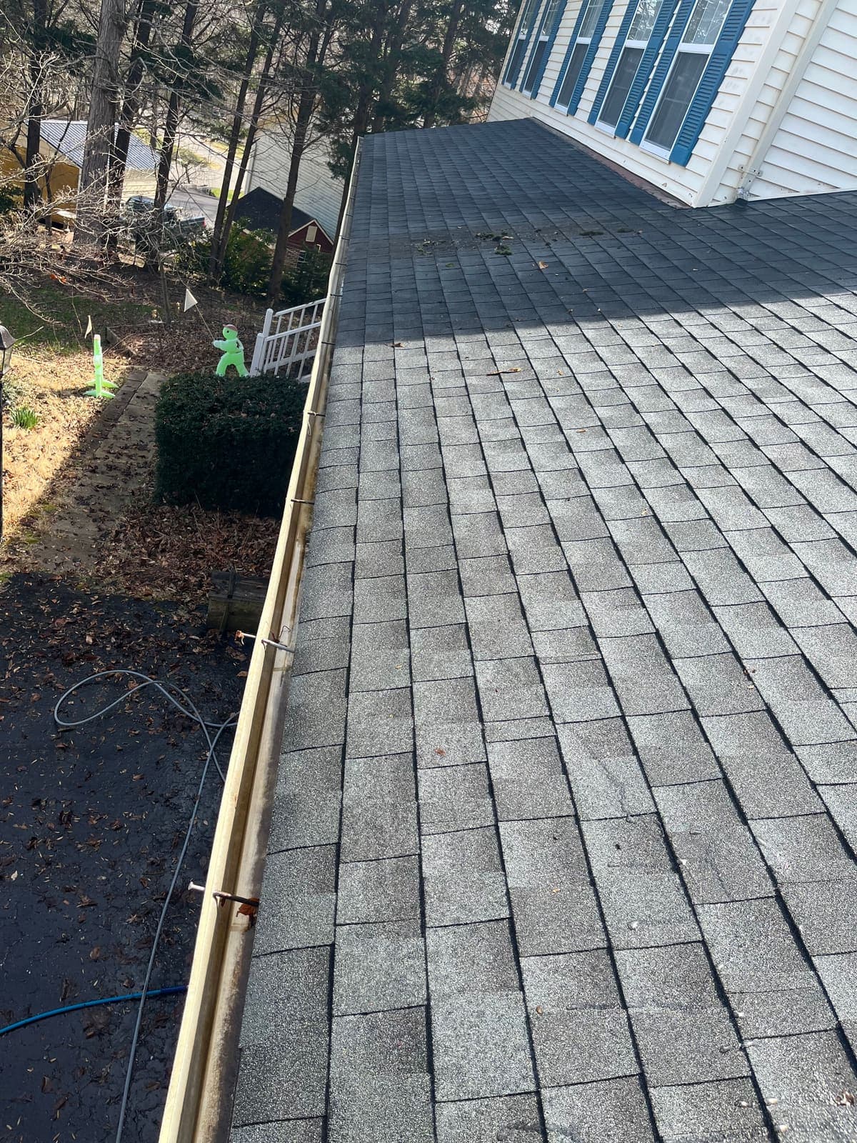 Asphalt shingle roof after a cleaning treatment