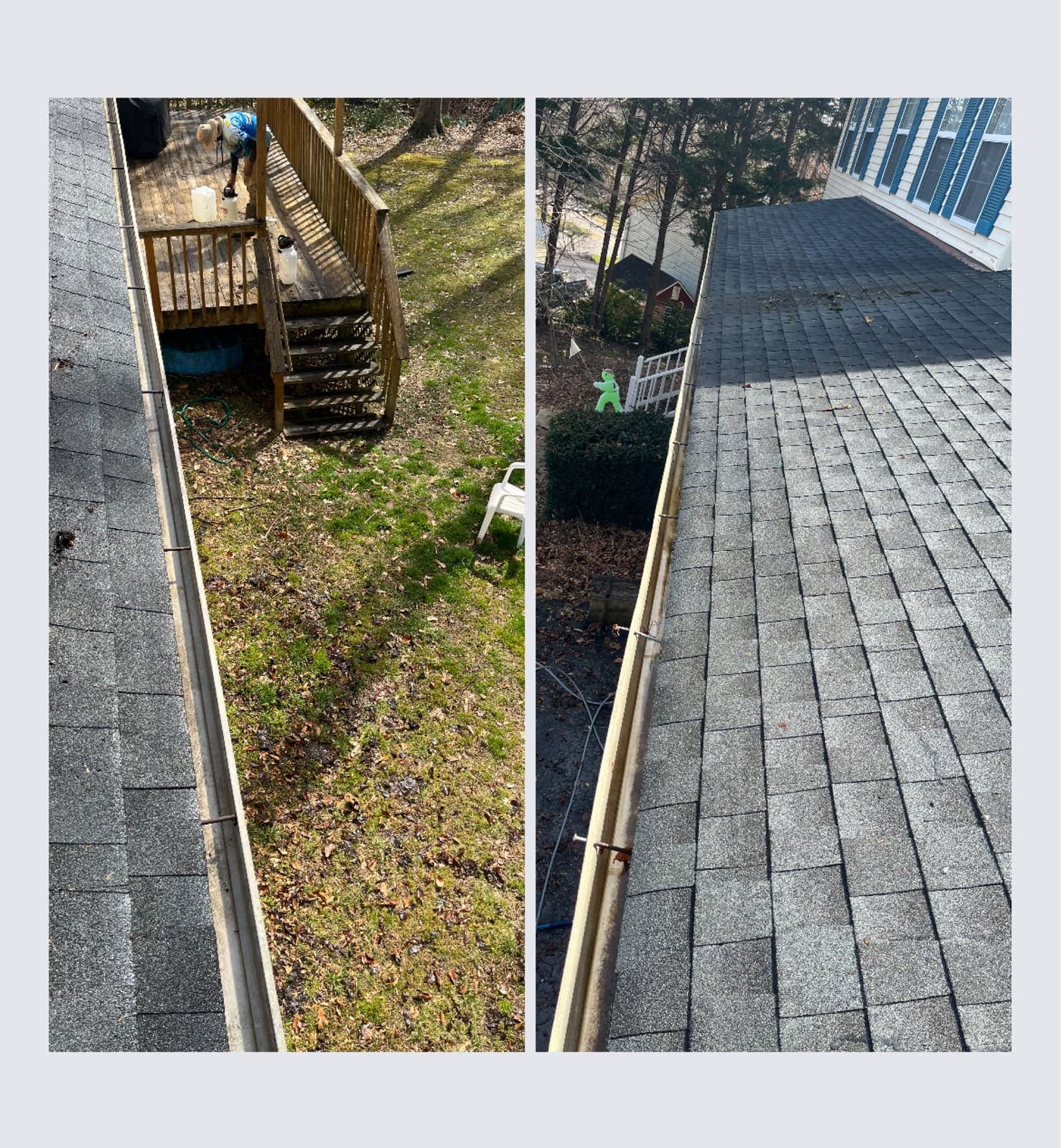 Gutter overflowing with leaves and debris on a Lower Mainland roofline — exactly what leaf filters prevent — Leaf Filter Installation in Burnaby, BC